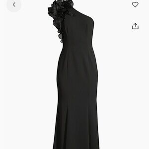 Aidan Mattox Black One-Shoulder Evening Gown